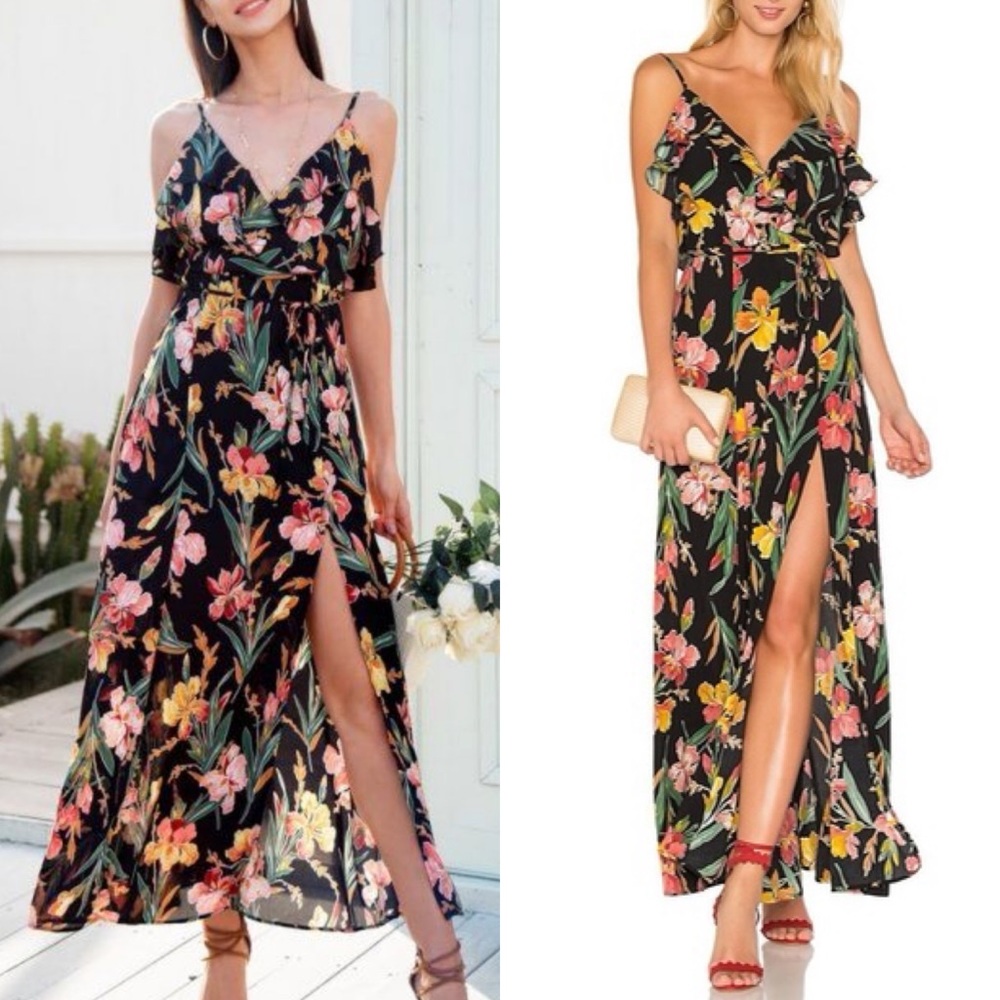 Privacy Please Womans Black Floral Karen Backless Maxi Dress Size XS
